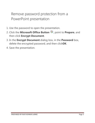 Set a password for a power point presentation | PDF