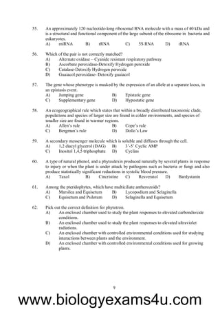 SET Botany Previous Question Papers with Answer key (Kerala)  2010- 2017