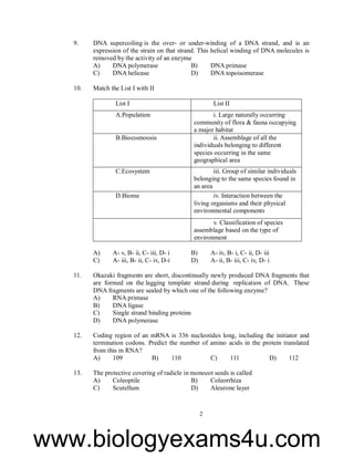 SET Botany Previous Question Papers with Answer key (Kerala)  2010- 2017