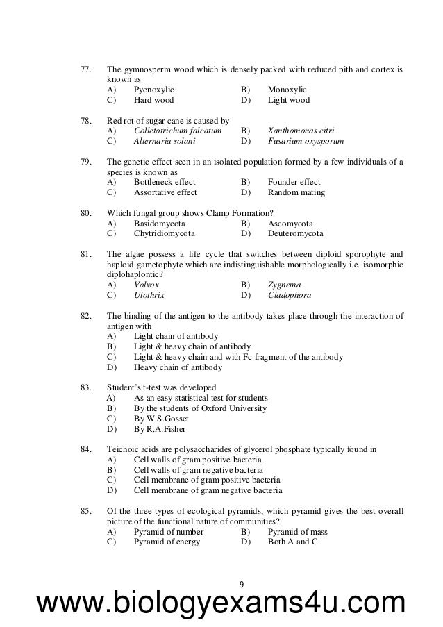 SET Botany Previous Question Papers with Answer key (Kerala) 2010 2…