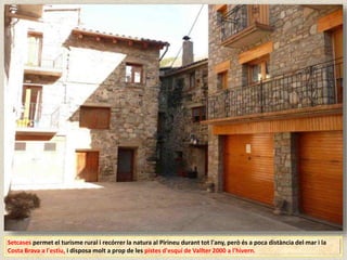 Setcases permet el turisme rural i recórrer la natura al Pirineu durant tot l'any, però és a poca distància del mar i la
Costa Brava a l'estiu, i disposa molt a prop de les pistes d'esquí de Vallter 2000 a l'hivern.
 