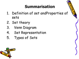 Sets Module Summary Example Set concepts | PPT