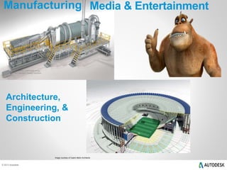 Manufacturing 
Image courtesy of Brimrock Group 
Inc. and Mechanix Design Solutions 
Inc. 
Architecture, 
Engineering, & 
Construction 
© 2013 Autodesk 
Media & Entertainment 
Image courtesy of Castro Mello Architects 
 