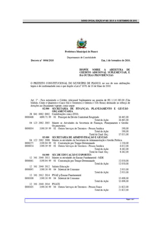 DIÁRIO OFICIAL EDIÇÃO Nº 865 DE 01 A 15 SETEMBRO DE 2010 .
 