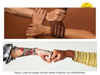 18
Tópico 4
Empatia e compaixão: O Bom Samaritano. Lucas 10:36-37
Figura. Levar as cargas uns dos outros é assumir um compromisso.
 