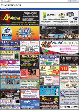 abril de 201710 SETEMI NEWS
CLASSIFICADOS
SERVIÇOS
SETEMI NEWS
 