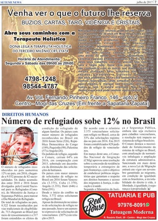 julho de 2017 7SETEMI NEWS
Número de refugiados sobe 12% no Brasil
S
DIREITOS HUMANOS
O número de refugiados reco-
nhecidos no país aumentou
12% no país, em 2016, chegan-
do a 9.552 pessoas de 82 nacio-
nalidades. Os dados acumula-
dos entre 2010 e 2016 foram
divulgados pelo Comitê Nacio-
nal para os Refugiados (Cona-
re), do Ministério da Justiça e
Segurança Pública, para marcar
oDiaMundialdoRefugiado.
Do total de refugiados no país,
8.522 foram reconhecidos por
vias tradicionais de elegibilida-
de, 713 chegaram ao Brasil por
meio de reassentamento e a 317
foram estendidos os efeitos da
condição de refugiado de
algum familiar. Os países com
maior número de refugiados
reconhecidos no Brasil em
2016 foram Síria (326), Repú-
blica Democrática do Congo
(189), Paquistão (98), Palestina
(57)eAngola(26).
Os pedidos de refúgio, segundo
o Conare, caíram 64% em
2016, em comparação com
2015, sobretudo em decorrên-
cia da diminuição das solicita-
çõesdehaitianos.
Os países com maior número
de solicitantes de refúgio no
Brasil em 2016 foram Venezu-
ela (3.375), Cuba (1.370),
Angola (1.353), Haiti (646) e
Síria(391).
Desde o início do conﬂito na
Síria, 3.772 sírios solicitaram
refúgionoBrasil.
Apesar dadiminuiçãononúme-
ro de solicitações de refúgio no
ano passado, houve um aumen-
to expressivo de solicitações de
venezuelanos (307%) em rela-
çãoa2015.
De acordo com o relatório
3.375 venezuelanos solicita-
ram refúgio no Brasil, cerca de
33% das solicitações registra-
das no país em 2016. Em 2015
foram contabilizados 829 pedi-
dos de refúgio de venezuela-
nos.
Em março deste ano, o Conse-
lho Nacional de Imigração
(CNIg) aprovou uma resolução
sobre a concessão de residência
temporária a estrangeiro de
país fronteiriço, com o objetivo
de estabelecer políticas migra-
tórias que garantam o respeito
aos direitos humanos e acesso
dos migrantes à Justiça, à edu-
caçãoeàsaúde.
Segundo o Ministério da Justi-
ça e Segurança Pública,
embora não seja exclusiva
para cidadãos venezuelanos,
a resolução terá impacto no
sistemaderefúgiobrasileiro.
O Conare destaca a necessi-
dade do fortalecimento do
sistema de refúgio no Brasil,
com atualização de normati-
vos infralegais e ampliação
da estrutura administrativa.
Sancionada em maio deste
ano, a nova Lei de Migração
entrará em vigor em novem-
bro garantindo ao migrante,
em condição de igualdade
com os brasileiros, a inviola-
bilidade do direito à vida, à
liberdade,àigualdade,àsegu-
rançaeàpropriedade.
 
