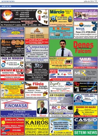julho de 2016 11SETEMI NEWS
SERVIÇOS
SETEMI NEWS
 