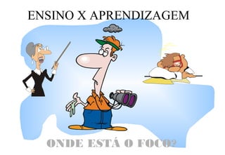 ENSINO X APRENDIZAGEM
ONDE ESTÁ O FOCO?
 