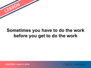 Sometimes you have to do the work
before you get to do the work
 