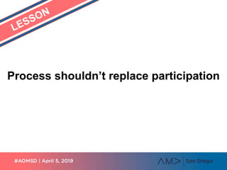 Process shouldn’t replace participation
 