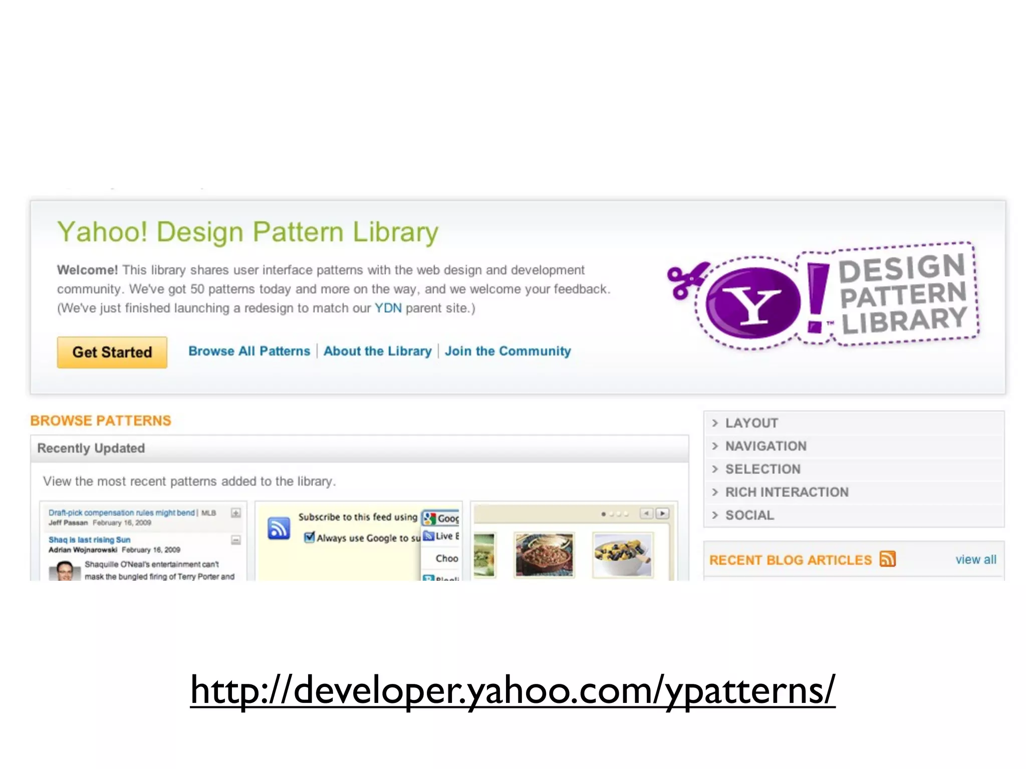 http://developer.yahoo.com/ypatterns/
 