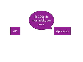 Ei, 300g de
      mortadela, por
          favor!

API                    Aplicação
 