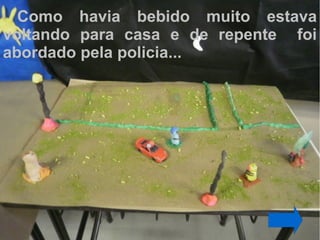 Como havia bebido muito estava
voltando para casa e de repente foi
abordado pela policia...
 
