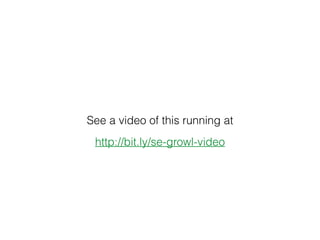 Conﬁguration
• Use Selenium to trigger a forgot password workﬂow
(to a Gmail account) and keep the browser session
active
• Retrieve the e-mail and the password information
via the Gmail API
• Use the password information in the active
Selenium session (if applicable)
 
