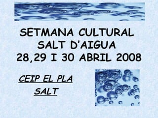 SETMANA CULTURAL  SALT D’AIGUA  28,29 I 30 ABRIL 2008 CEIP EL PLA SALT 