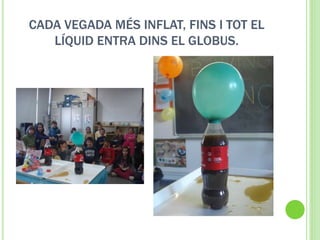 CADA VEGADA MÉS INFLAT, FINS I TOT EL
LÍQUID ENTRA DINS EL GLOBUS.
 