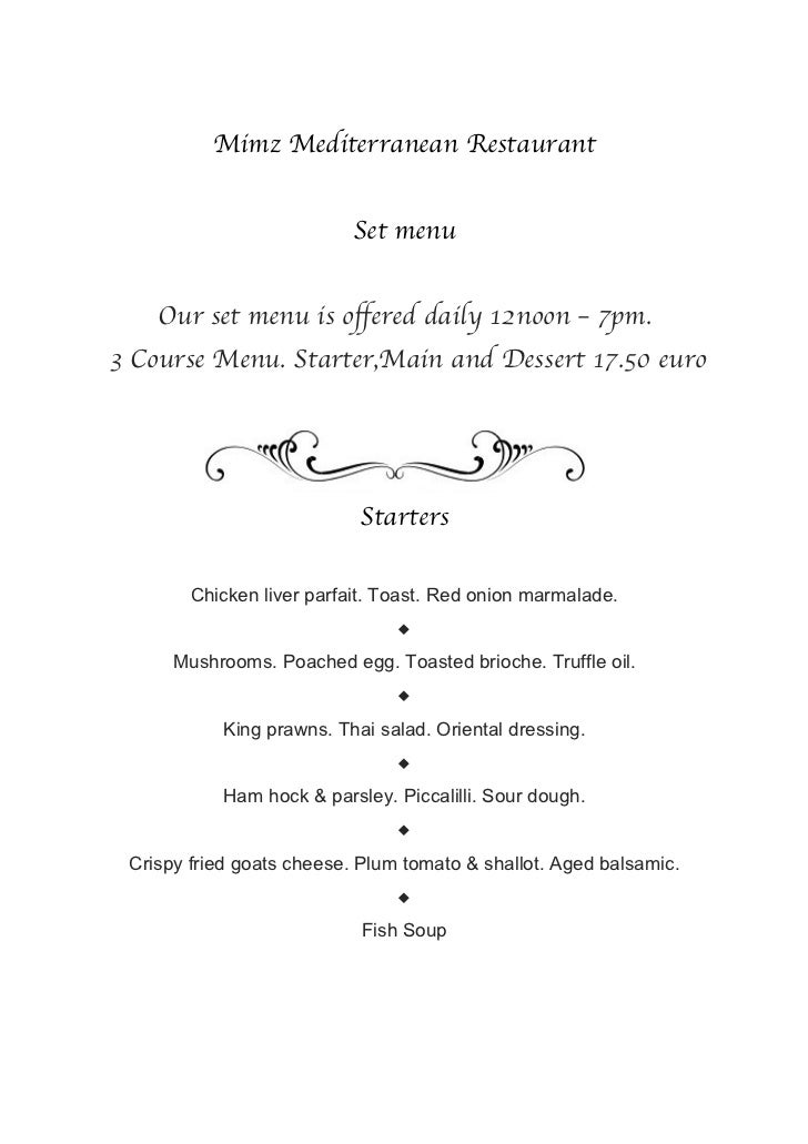 Set menu
