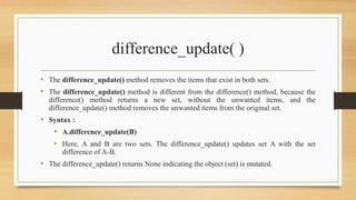Set methods in python | PDF