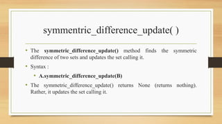 Set methods in python | PDF