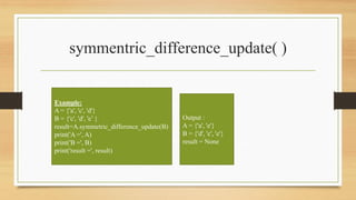 Set methods in python | PDF