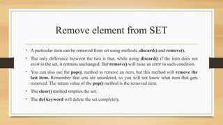 Set methods in python | PDF