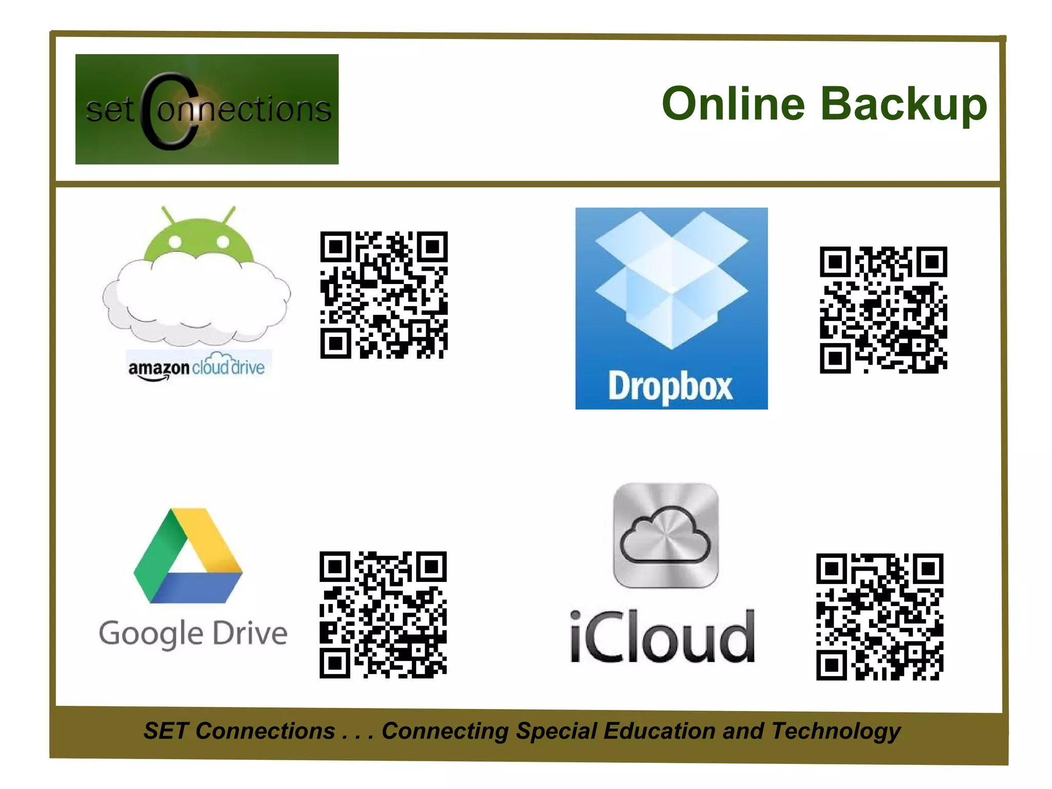 Online Backup




SET Connections . . . Connecting Special Education and Technology
 
