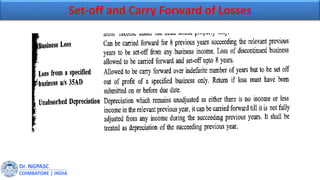 Dr. NGPASC
COIMBATORE | INDIA
Set-off and Carry Forward of Losses
 