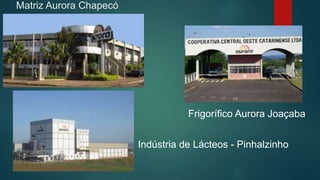 Matriz Aurora Chapecó
Frigorífico Aurora Joaçaba
Indústria de Lácteos - Pinhalzinho
 