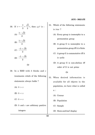 #7) ++

                                                               9JKEJ QH VJG HQNNQYKPI UVCVGOGPVU
 +H               Г         K Г VJGP         KU 
                            
                                                                    KU VTWG !
                     K
    #                                                                # 'XGT[ ITQWR KU KUQOQTRJKE VQ C
                
                                                                          RGTOWVCVKQP ITQWR
           Г          K
    $
                                                                    $ # ITQWR ) KU KUQOQTRJKE VQ C

            Г         K                                                RGTOWVCVKQP ITQWR KHH KV KU HKPKVG
    %
                   
                                                                     % # ITQWR ) KU EQOOWVCVKXG KHH KV
                     K
                                                                         KU E[ENKE
                   
                                                                      # ITQWR ) KU PQP CDGNKCP KHH
                             1T
                                                                          QTFGT QH ) KU PQV RTKOG
 +P C 4$ YKVJ D DNQEMU CPF X
                                                                                      1T
    VTGCVOGPVU YJKEJ QH VJG HQNNQYKPI
                                                                 9JGP FGUKTGF KPHQTOCVKQP KU
    UVCVGOGPVU CNYC[U JQNFU !                                       CXCKNCDNG HQT CNN QDLGEVU KP VJG

                                                                    RQRWNCVKQPГ YG JCXG YJCV KU ECNNGF
    #      D       X
                                                                    C 
    $      D  X
                                                                     # %GPUWU
    %      D  X
                                                                     $ 2QRWNCVKQP

     D CPF X CTG CTDKVTCT[ RQUKVKXG                                 % 5CORNG

           KPVGIGTU                                                   5VGO CPF NGCH FKURNC[

                                                           
 