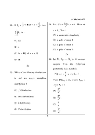 #7) ++

            ­                ½                                        UKP 
 +H +P  ® Z  4 ^   Z  ¾ Г VJGP                .GV H                Г  z   6JGP CV
            ¯                P¿                                          
         f                                                 Г H JCU 
                + P KU 
     P                                                   # C TGOQXCDNG UKPIWNCTKV[

     # ]_                                                $ C RQNG QH QTFGT 

                                                          % C RQNG QH QTFGT 
     $           I
                                                           C RQNG QH QTFGT 
     % ]Z  4^   Z  _
                                                                         1T

      4                                              .GV :Г :Г  :P DG KKF TCPFQO

                                                         UCORNG        HTQO       VJG   HQNNQYKPI
                             1T
                                                         RTQDCDKNKV[ OCUU HWPEVKQP
 9JKEJ QH VJG HQNNQYKPI FKUVTKDWVKQPU                                
                                                          2=:  Z ?          Z    Г Г 0
                                                                        0
    KU           PQV    CP    GZCEV   UCORNKPI
                                                         6JGP 2=: P  ?Г YJGTG : P 

    FKUVTKDWVKQP !                                       /CZ :K KU 
                                                              K

                                                                  0
     #           F FKUVTKDWVKQP                          #
                                                                  0P

     $ $GVC FKUVTKDWVKQP                                          0
                                                          $
                                                                  P0
     %           V FKUVTKDWVKQP                                   
                                                          %
                                                                  0
      ( FKUVTKDWVKQP                                             P
                                                          
                                                                  0P
                                                 
 