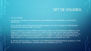 Set & puntos en voleibol | PPTX