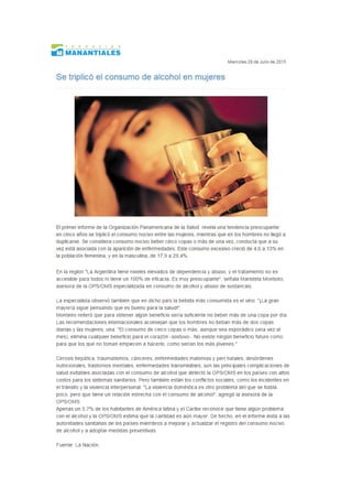 Se triplicó el consumo de alcohol en mujeres