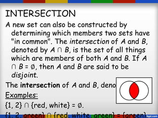 Things Intersection Sets in mathematics | PPT