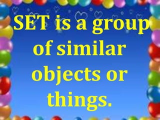 sets in early mathematics for grade school | PPTX