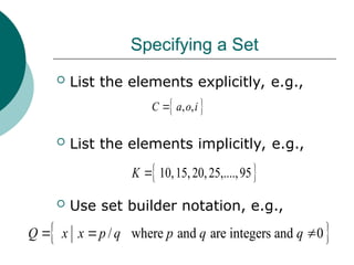 Sets and Formulas of solutions in basic math | PPT