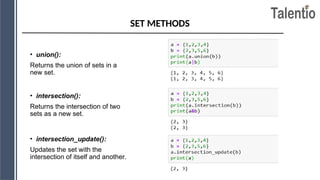 sets in python programming material for cse | PPTX