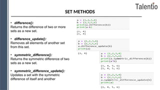 sets in python programming material for cse | PPTX