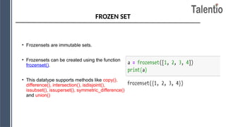 sets in python programming material for cse | PPTX
