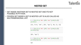 sets in python programming material for cse | PPTX