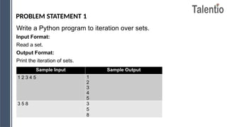 sets in python programming material for cse | PPTX