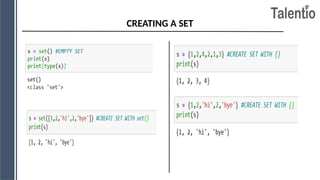 sets in python programming material for cse | PPTX
