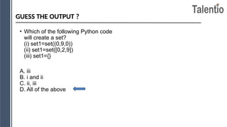 sets in python programming material for cse | PPTX