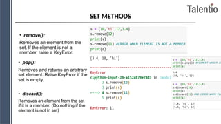 sets in python programming material for cse | PPTX