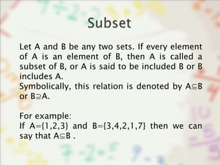 Sets and there different types. | PPT