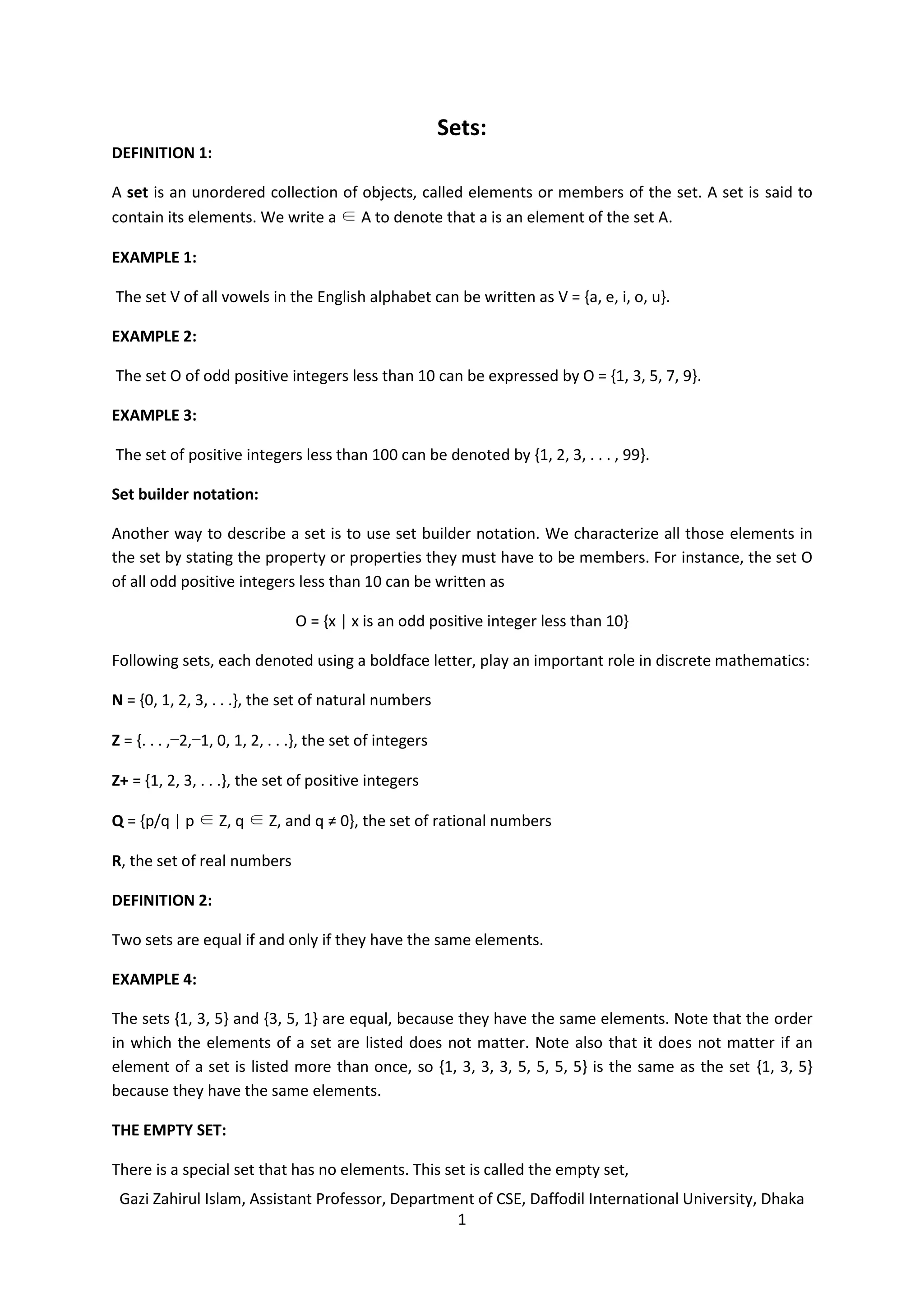 Sets in discrete mathematics | PDF