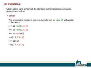 Sets in python | ODP