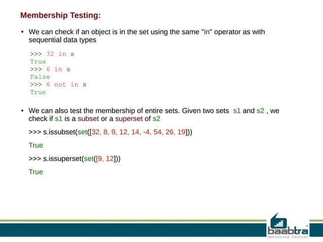 Sets in python | ODP