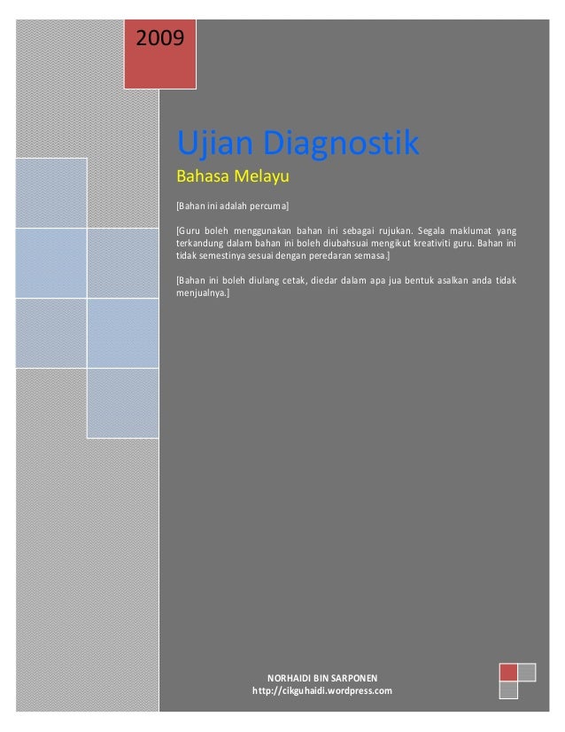 Soalan Ujian Diagnostik Bahasa Melayu Tahun 6 - Kecemasan 2