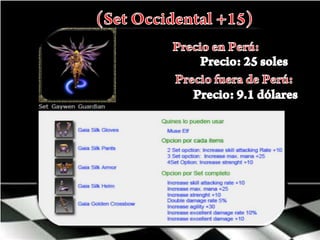 (Set Occidental +15)Precio en Perú:Precio: 25 solesPrecio fuera de Perú:Precio: 9.1 dólares 